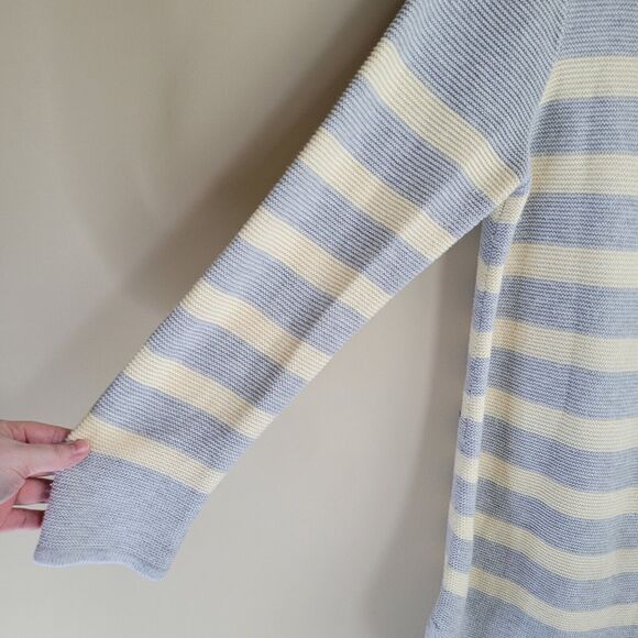 J. Jill Womens Knit Sweater Size Large Gray Light Yellow Stripes Tunic Length - Picture 4 of 10